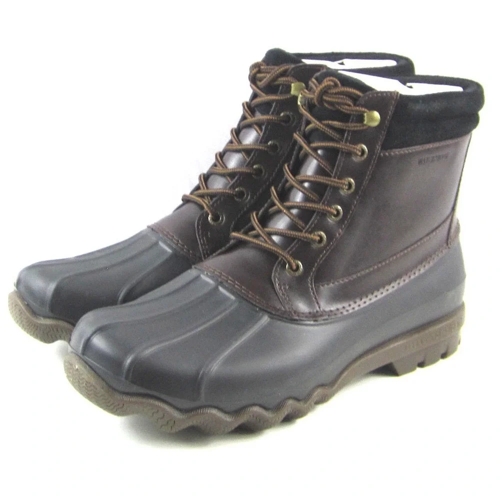 Sperry Brewster Men's Amaretto Brown Duck Rain Mud Winter Snow Boots Sz 10 M NEW